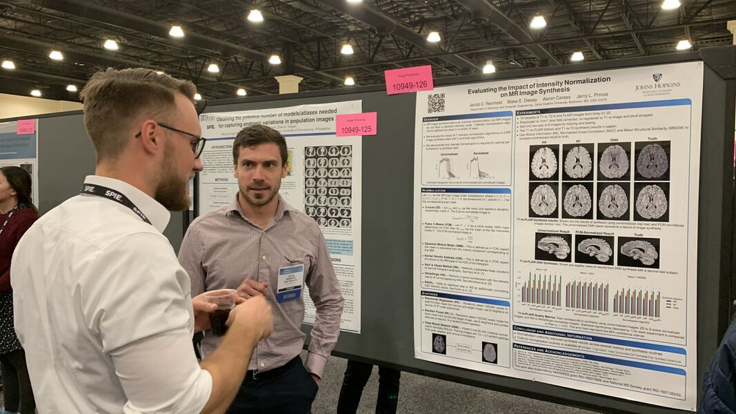 Jacob Reinhold presenting a poster at SPIE-MI 2019.